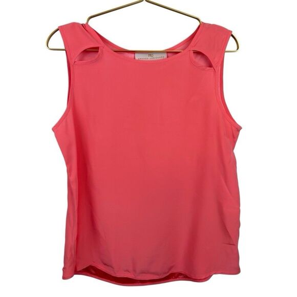 Amanda Uprichard Size M Coral Pink Sheath Tank Top 100% Silk - Picture 1 of 6